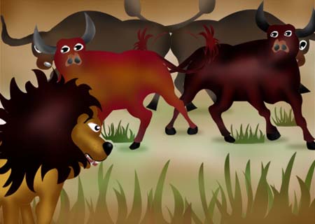 52.The Four Oxen and the Lion (四只公牛和狮子)